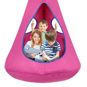 lot 7434 image: Kids Pod Swing Seat, Hanging Hammock Chair, Sensory Swing for Indoor and Outdoor Use (43.5 D x 52 H) Pink
