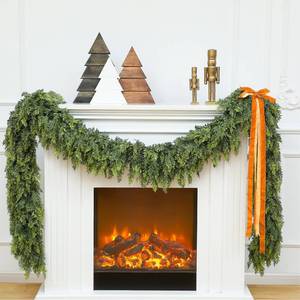 lot 7447 image: Waydress 2 Pcs 9ft Christmas Cedar Garland Artificial Realistic Soft and Thickness Green Faux Full Cedar Pine Garland for Fireplace Mantel Table Doorframe Indoor Outdoor Xmas Holiday Decoration