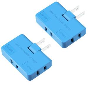 lot 7253 image: ETwinCoo 3-Way Wall Outlet Extender - Blue (2 Pack)