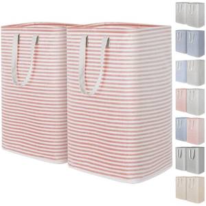 lot 7453 image: Lifewit 2 Pack Laundry Hamper Large Collapsible Laundry Baskets, Freestanding Waterproof Clothes Hamper with Easy Carry Handles in Laundry Room Bedroom Bathroom College Dorm, Pink, 2 x 80L