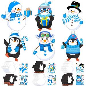 lot 7462 image: Containlol 48 Sets Winter Crafts for Kids Snowman Penguin Craft Kit Christmas Tree Hanging Ornament Craft Make Your Own DIY Winter Crafts Christmas Craft Ornament Making Kit for Home Class Activities