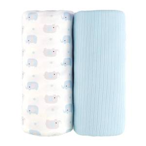lot 7471 image: lasoftan Jersey Swaddle Blanket, Ultra Soft Stretchy Receiving Blanket, Baby Boy Newborn Swaddle Wrap, 40 x 30 inches, 2 Pcs, Elephant