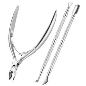 lot 7485 image: Cuticle Trimmer Cuticle Remover with Cuticle Pusher, XUNXMAS Professional Stainless Steel Durable Pedicure Manicure Tools Cutter Nipper Scissor Clipper for Fingernails and Toenails Dead Skin Silver
