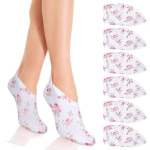 lot 7486 image: 6Pcs Moisturizing Socks Overnight for Dry Cracked Feet, Cotton Sleep Socks Sleep Sock with Floral Print for Women Men, Soft Feet Moisturizer Sock for Softening, Care After Pedicure