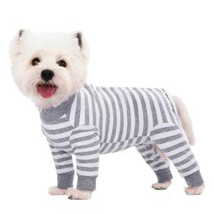 lot 7506 image: AITOLI Dog Striped Recovery Suit, Puppy After Surgery Onesie for Female Male Dogs, Dogs Cats Long Sleeve Pajamas Bodysuit, Surgery Abdominal Wound Bandages Clothes, Dog Pant for Shedding Skin Disease Large