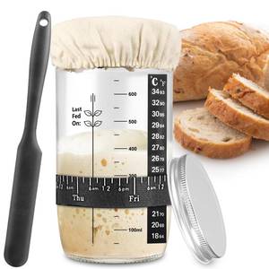 lot 7510 image: zunmial Sourdough Starter Jar, Sourdough Starter Kit with Date Marked Feeding Band, Thermometer, Cloth Cover & Metal Lid, Reusable Sourdough Bread Baking Supplies, Home Baking Supplies