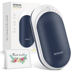 lot 7511 image: BESKAR Rechargeable Hand Warmer, 5200mAh Electric Handwarmers with Long Lasting Heating, Quick Charge and 3 Levels, Portable Pocket Hand Warmer for Outdoors, Camping, Golf, Raynauds