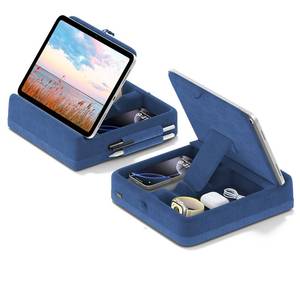 lot 7520 image: KDD Tablet Pillow Stand with Storage, Foldable iPad Holder for Lap, Desk and Bed, Angle Adjustable Soft Pad Dock with Stylus Mount Compatible with iPad Pro, Air, mini, Book, Phone and Tablet (4-13)