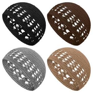 lot 7524 image: Boyiee Kufi Hat for Men Muslim Knit Kufi Cap Crochet Beanie Skull Beanie African Hat for Men Women(Black,Khaki,Gray, Brown,Classic Style)