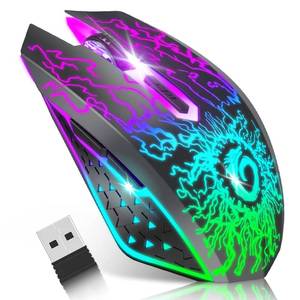 lot 7536 image: VersionTECH. Wireless Gaming Mouse, Rechargeable Computer Mouse Mice with Colorful LED Lights, Silent Click, 2.4G USB Nano Receiver, 3 Level DPI for PC Gamer Laptop Desktop Chromebook Mac-Black