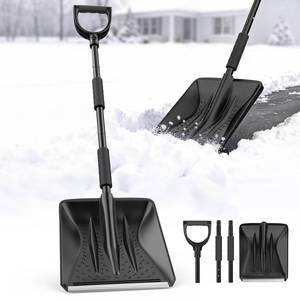 lot 7541 image: Snow Shovel, Snow Shovel for Driveway with Assist D-Handle and 11-Inch Blade, 42-Inch Adjustable Portable Survival Shovel for Driveway, Cars, Snowmobiles, Camping and Emergency (Black1)