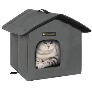 lot 7542 image: Rest-Eazzzy Cat House for Outdoor Cats, Weatherproof and Insulated Feral Cat House with Mat and Clip, Easy to Put Together, Selfwarming Cat Shelter for Winter(Grey, Waterproof House-S)
