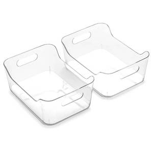 lot 7575 image: BINO  The SOHO Collection Plastic Storage Bins, X-Small - 2 Pack, Clear  Pantry and Fridge Organizer Containers, Kitchen Cabinet and Medicine Cabinet Bins