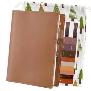 lot 7584 image: Notebook Cover for A5, Leather Planner Cover, Soft Cover for Journal, Planner Accessories with Card Slots, Pen Holder, Index Tabs, Bookmark and Storage Bag (Cover Only)