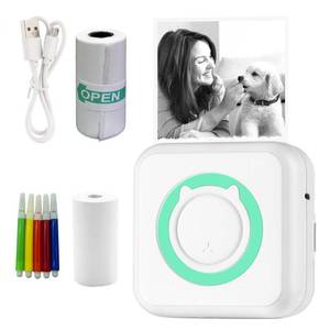 lot 7588 image: Meagtlva Mini Printer,Portable Bluetooth Inkless Note Printer with Sticker Paper and Color Pen,Print Pods for Photos Receipt Memos Notes Work List (Blue)