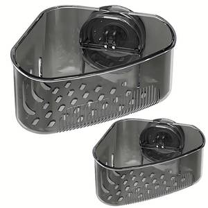 lot 7597 image: MyVaky 2PCS Sink Organizer Rack for Kitchen for Sponges, Scrubbers, Sink Corner Drain Box,with Adhesive Suction Cup Mount (Black)