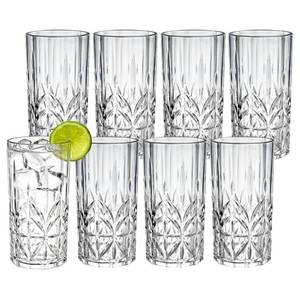 lot 7600 image: CHLJAR 18oz Plastic Drinking Water Tumblers, 8 Pack Shatterproof Tritan BPA-Free Shatterproof Outdoor Highball Drinkware, Reusable Clear Plastic Cups, Dishwasher-Safe