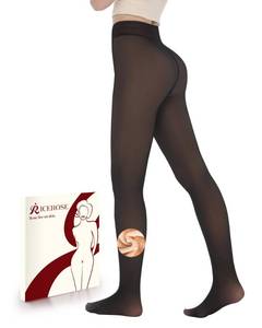 lot 7608 image: iceROSE Fleece Lined Tights Women - Sheer Black Thermal Leggings Thick Warm Pantyhose Fake Translucent Dress for Cold Winter