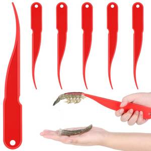 lot 7609 image: Gisafai 6 Pcs Shrimp Peeler Plastic Deveiner Cleaner Tool for Kitchen Shrimp Deveining Peel Tool, 10.2 Inch(Red)