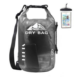 lot 7613 image: HEETA Dry Bag Waterproof for Women Men, Roll Top Lightweight Dry Storage Bag Backpack with Phone Case for Travel Swimming Boating Kayaking Paddle Board Camping Beach Accessories(Transparent Black,10L)
