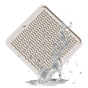 lot 7616 image: ZLR Silicone Dish Drying Mat 12 x 12 Square - Small Heat Resistant Trivet & Countertop Protector for Air Fryer, Coffee Maker - Waterproof Kitchen Drain Pad for Cups, Fruit (Cassava White)