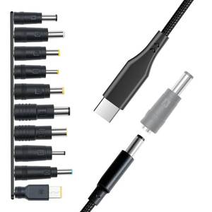 lot 7624 image: Universal Charger Supply 100W PD Power Cable, USB C to DC Adapters 10PCS Power Plug Kit, 5.5x2.1mm Round Barrel Jack for Sony Toshiba Samsung Acer Asus Lenovo Dell HP Laptop Charging Connector Tips