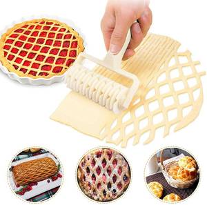 lot 7625 image: Lattice Roller Cutter, Pie Pizza Cookie Dough Roller Lattice Household Baking Pastry Tools(Plastic lattice cutter)