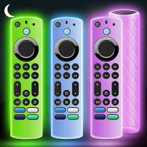 lot 7628 image: OneBom (3Pcs) Silicone Remote Case Glow in The Dark for Firetv 4K Max (2nd)InsigniaPioneerOmni (QLED) Series with Lanyard, Lightweight Anti-Slip Shockproof(Glow Blue&Glow Green&Glow Purple)