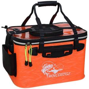 lot 7629 image: WHCDSTGJ Transparent Top Cover Fishing Bucket, Foldable Fish Bait Bucket, Multifunctional Minnow Bucket, Live Fish Container, Fish Protection Bucket, Outdoor Camping Fishing Bag. (Orange, 6 Gallon)