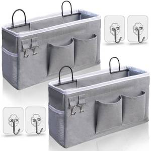 lot 7645 image: Kanrichu 2pcs Hanging Baskets for Organizing,Fabric Wall storage Basket,Wall Organizer for Closet,Kitchen, Bedroom, Office, RV Camper,Locker (Gray)