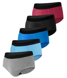 lot 7651 image: BEENIUBEE Mens Incontinence Underwear - Washable & Reusable Leakproof High Absorbent, Cotton, Briefs, 150ML 5 Pack (Multicolor01, X-Large)