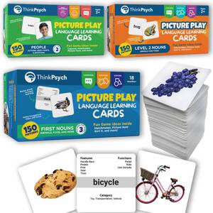 lot 7665 image: ThinkPsych 450 Thick Picture Cards for Autism Speech Therapy Materials - Flash Cards for Toddlers - Animals, Body Parts, Emotions, Food, Vegetables - ABA Therapy and Tacting Cards
