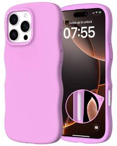 lot 7678 image: ORNARTO for iPhone 16 Pro Max Case 6.9 Cute Curly Wave Edge  Camera Control Button  Shockproof Protective Liquid Silicone 16 Pro Max Phone Cover for Women Girls, Cherry Blossom