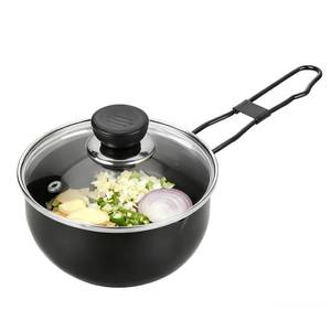 lot 7679 image: Tadka Pan with Lid, Small Saucepan with Lid, Deep Sauce Pan with Pour Spout, Stainless Steel Small Pot with Long Handle, Ideal for Saag, Dal, Kadhi, Dhokla and Indian Cooking (4.57 Inch Diameter)