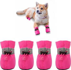 lot 7681 image: YAODHAOD Dog Shoes for Small Dogs, Puppy Dog Boots & Paw Protector for Winter Snowy Days, Anti-Slip Sole Dog Booties for Indoor Hardwood Floor 4PCS (Pink, Size 2)