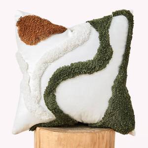 lot 7689 image: lifein 18x18 Pillow Covers-Throw Pillow Covers Boho Couch Pillows Embroidered Decorative Accent Pillows Mid Century Textured Pillowcases for Couch Sofa Living Room Bed (Olive Green and Cream)