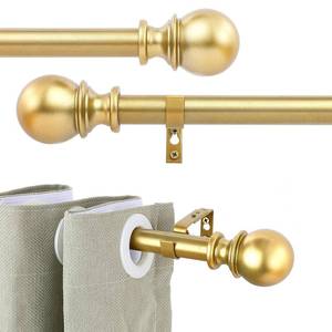 lot 7698 image: YAJUXIU 1 Inch Gold Curtain Rods for Windows 120 to 240 Inch - Adjustable Drapery Rods with Exquisite Finial for Living Room, Bedroom, Kitchen, Outdoor Patio (Gold,32-240) MISSING 1 FINIAL