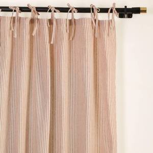 lot 7718 image: Gauze Striped Curtains, Boho Linen Gauze Tie Top Hanging Curtains Light Filtering Door Window Treatment 2 Panel Curtain Drapes for Living Room Home Decor Maroon on Beige (72x42 Each Panel)