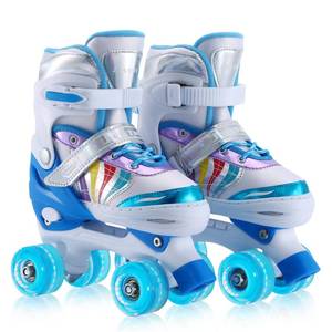 lot 7722 image: Kids Roller Skates Adjustable for Girls Boys Toddlers Youth, Pink 4 Size Adjustable Light Up Roller Skates for Size 11J todders to Size 7 Youth Women