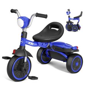 lot 7725 image: XJD Toddler Tricycle, Foldable Toddler Bike with Pedals, Tricycle for 2-5 Year Olds, Adjustable Comfortable Seat, Christmas Birthday Gifts for 1-5 Years Old Boys and Girls (Blue)