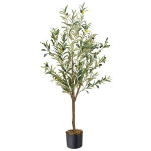lot 7729 image: MCTYBB Artificial Fake Olive Tree 4FT Tall 1Pack Faux Silk Olive Tree for Home Living Room Office Decor Faux Artificial Plants Indoor Fake Potted Plants with Fruit & Free Moss