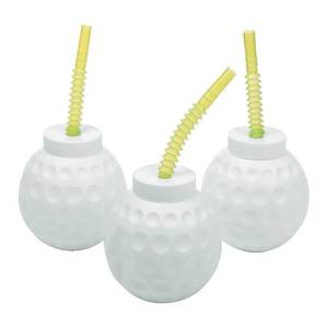 lot 7734 image: Fun Express Golf Party Decorations Cups - 12 Pack Golf Ball Molded 14 oz Plastic Cups with Lids and Straws  Perfect Birthday Party Supplies & Favors for Kids Themed Celebrations & Events