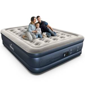 lot 7743 image: iDOO Queen Air Mattress with Built in Pump, 18 Raised Comfort Inflatable Blow up Mattress, Upgraded Four Chamber Portable Air Bed for Camping, Guests and Home, Colchon Inflable, 650 lbs Max