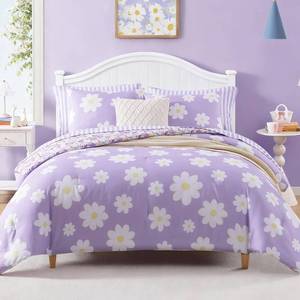 lot 7750 image: AMBERSPACE Full Size Comforter Sets for Girls, Purple Daisy Kids Bedding Set Reversible with Cute Floral, All Season Bed in a Bag 7 Pieces with Sheets, Pillowcases & Shams