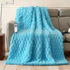 lot 7755 image: Eastsora Heated Blanket Flannel Throw Blanket, 50X 60 Electric Heating Blanket with ETL &amp FCC &amp 12 Heating Levels &amp Auto Shut Off Machine Washable (Sky Blue)