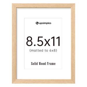 lot 7759 image: upsimples 8.5 by 11 Picture Frame, Natural Solid Wood Picture Frames, Display 6x8 with Mat or 8.5 x 11 Without, Wall or Tabletop, 1 Pack, Natural
