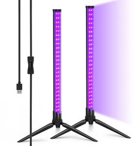 lot 7760 image: Elwoks LED Black Lights Bar 2 Pack, 18 Inch Vertical Standing Table Blacklight Fixture, Handheld Black Light with Stand for Glow Party Classroom Halloween, 385-400nm USB ONOff Switch