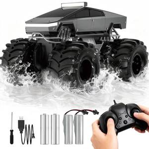 lot 7785 image: Cokzer Remote Control Car, 118 Amphibious RC Cars, 4WD All Terrain Off-Road Pickup, 2.4GHz Waterproof Cyber Truck, 360° Rotatable Monster Truck Toys for Boys Christmas Birthday Gifts Age 6 (Grey)