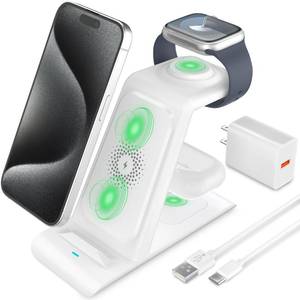 lot 7791 image: HATALKIN 3 in 1 Wireless Charging Station Compatible for Apple Products Multiple Devices Charger for Apple Watch Ultra 11 10 9 8 7 SE AirPods Pro iPhone 17 16 15 14 13 Pro MaxXXS Fast Charger Stand