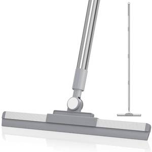 lot 7792 image: Floor Squeegee with 180° Rotating Head, Squeegee for Floor with 52 Long Handle, Squeegee Broom, Squeegee for Window Cleaning, Bathroom Tile, Garage Concrete, Deck, Shower Glass (Silver)